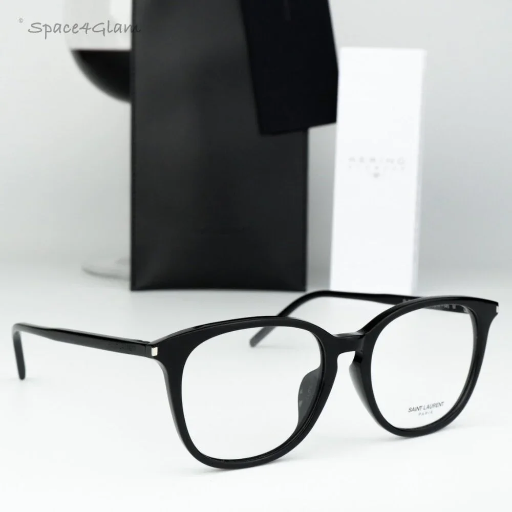 BRAND NEW Saint Laurent SL724/F 001 Black Demo Square Women Eyeglasses